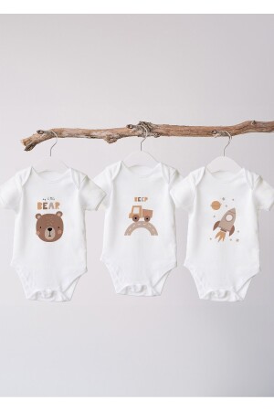 3er-Pack bedruckter Kurzarm-Baby-Body aus 100 % Bio-Baumwolle - Lilabio