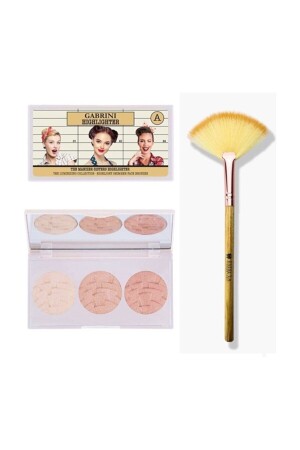 3er-Pack Highlighter-Palette – Highlighter Ein Fan-Highlighter-Pinsel - 1