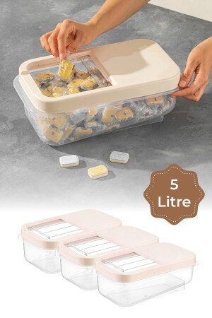 3er-Set Multibox 5 Liter Maxi-Aufbewahrungsbehälter mit Schiebedeckel für Creme 007643LU - 3