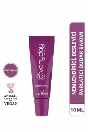 3in1 Lip Balm Böğürtlen- Nemlendirici Besleyici Parlatıcı Dudak Bakım 10 ml - Everyday Beauty