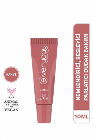 3in1 Lip Balm Kahve- Nemlendirici Besleyici Parlatıcı Dudak Bakım 10 ml - 2