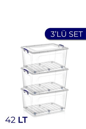 3lü 42 Lt Clear Box Saklama Kutusu - 1