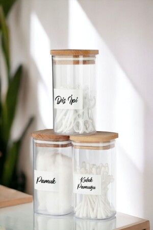 MNZ-3- Piece أكريليك القطن البد & القطن & فلوس الأسنان منظمة 300 مل حمام مع غطاء خشب - Comprox