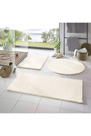 MNZ-3- Piece حمام السجاد بلوش فرش السجاد المرحاض مقعد المجلس الكريم 50x90--50x60---50x50(مجرد) BLT3LUBAN - Balat Halı
