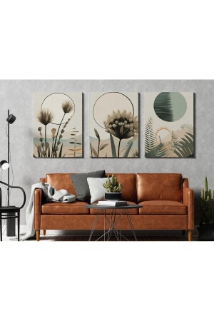 3'lü Bohem Tablo Ev Dekorasyon Salon Tablosu Kanvas Tablo - Koldemir