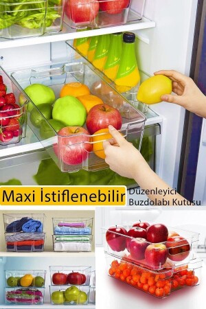 3'lü Buzdolabı Düzenleyici Maxi Istiflenebilir Kutu Şeffaf Dolap Içi Organizer MİM0139 - 1