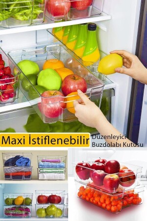 3'lü Buzdolabı Düzenleyici Maxi Istiflenebilir Kutu Şeffaf Dolap Içi Organizer MİM0139 - 2