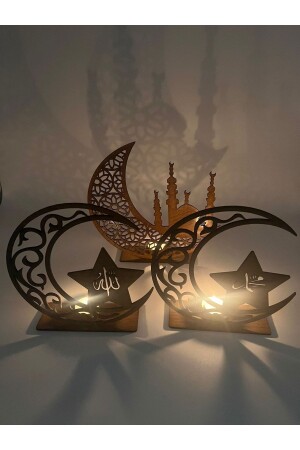 3'lü Dekor Tealight Mumluk Ceviz Ramazan Ayına Özel - 3