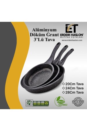 3'lü Döküm Granit Tava Seti 20-24-28cm Haslon - 1