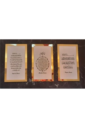 3-Gebets-Set (Bereket-Ayatel Kürsi-Evil Eye Prayers) Weiß/Gold - Hediyesepetin