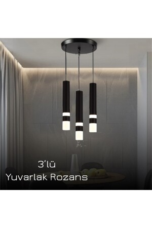 3'lü Eskitme Gold,akrilikli,ringli Boru Sarkıt,lamba,led Aydınlatma,dekoratif Işık CL83110A-Y3 - 2