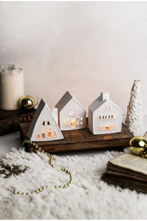 3lü Ev Mumluk Dekoratif Beton Mumluk Tealight Mumlar Dahildir - Lalezen Home