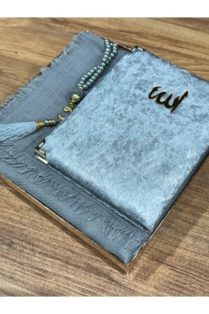 هدية من 3 قطع - صندوق الدعاوى - صندوق المفروشات - حزمة - حزمة العروس، ثوب الصلاة المشتعلة، مجموعة الزهرة ياسين - Ayhanhome