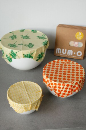 3'lü Karma Set - Tekrar Kullanılabilen Balmumlu Yiyecek Saklama Kumaşı 1 - MUMO