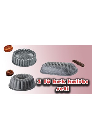 3'lü Kek Kalıbı Set (gri) Dilimli-tart-baton cookcase-kek-1 - 2