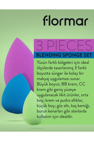 3'lü Mini Makyaj Süngeri - 3 Pieces Blending Sponge Set - 048 - 8690604598588 0911028-048 - 5