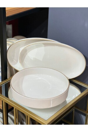 3'lü Modern Gold Salata Kayık Kase Seti - Onedekor