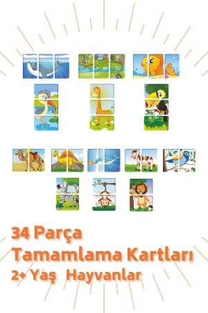 3'lü Set 2-yaş Eşleştirme Oyunu Sayılar Ve Hayvanlar, Tamamlama Kartları Toplam 78 Parça BON802680338132 - 5