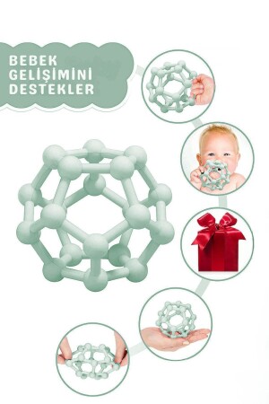 3'lü Set - Diş Kaşıyıcı El Topu - Silikon Bebek Diş Kaşıma Eldiveni - Kaktüs Bebek Dişlik - 6