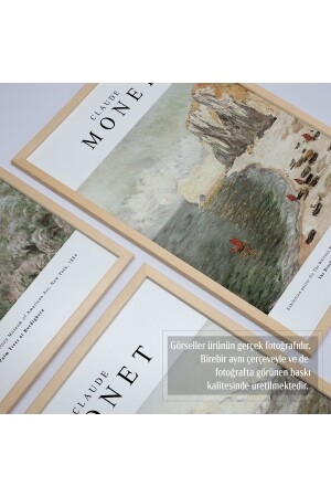3'lü Set Doğal Ahşap Lamine Çerçeveli Klasik Eserler Soyut Claude Monet 30x40cm 40x60cm Hpn135 HPN135 - 2