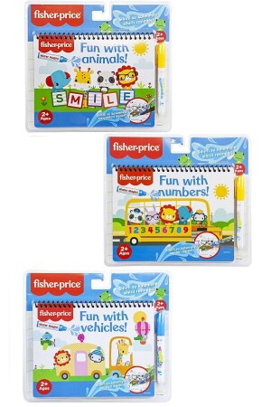 3lü Set Fisher Price Araçlar Hayvanlar Sayılar Sihirli Boyama Kitabı Water Painting - 2