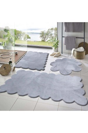 3'Lü Set Kaymaz Taban Banyo Paspası Halısı 50x50 Yuvarlak Papatya 50x60 LAZER-60x100 LAZER - Balat Halı