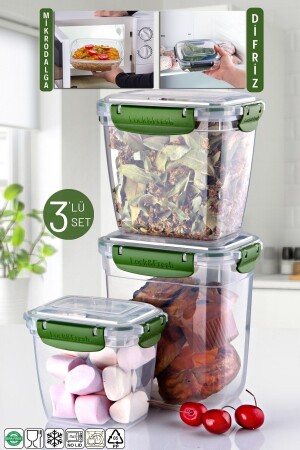 Set mit 3 rechteckigen, mikrowellengeeigneten Master-Aufbewahrungsbehältern 825/1575/2100 ml NDY-DNY-3SET - Nandy Home