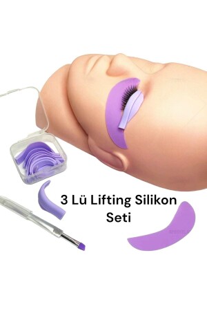 3lü Set Mor Akıllı Lifting Pedi Alt Üst Kirpik Için 7 Çift-göz Altı Pedi Silikon Çubuk - 2