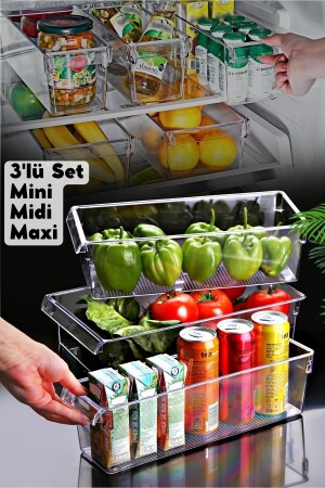 3'lü Set Tall Clear Buzdolabı & Dolap Içi Düzenleyici Organizer NDY-EP-TLL3SET - 4