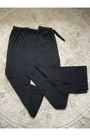 3'lü Siyah Kadın Fitilli Raporlu Pantolon & Eşofman, Gündelik Ev Giyim Pijama K0109-001 - 2