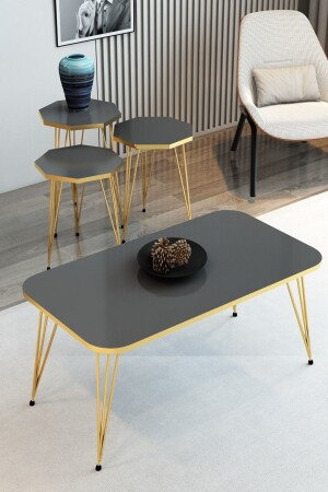 MNZ-3- Piece نيسة طاولة القهوة و طاولة القهوة مجموعة ذهبية طاولة القهوة ثمانية الأبعاد مجموعة سلكية طاولة القهوة قدم مجموعة نيس - Modalanka