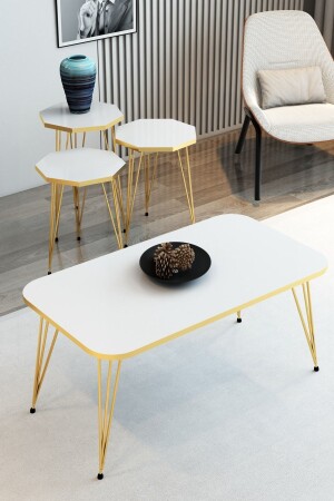 MNZ-3- Piece نيسة طاولة القهوة و طاولة القهوة مجموعة ذهبية طاولة القهوة ثمانية الأبعاد مجموعة سلكية طاولة القهوة قدم مجموعة نيس - Modalanka