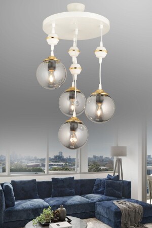 مكنز-معلقة مصباح صندوقا أبيض 4 قطع مدخنة الكرة الأرضية الزجاج إلى أسفل وجه الرفاهية الشنابل 03217 - Genel Markalar