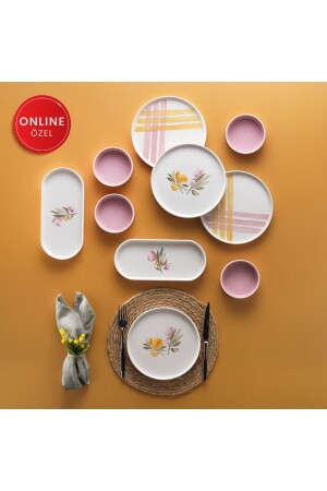 مجموعة الإفطار الشمسية من قبل 4 أشخاص -10 قطع - وردي02 - Schafer