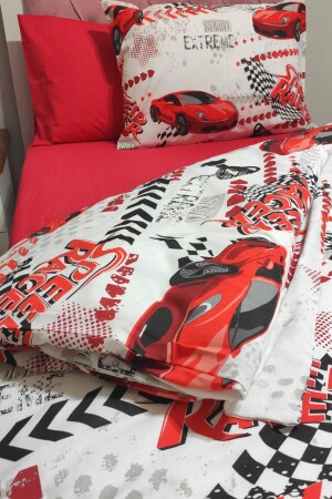 سيارة أحمر من 4 قطع من الأوراق المطوية واحدة غطاء غطاء غطاء (100X200 سم) - CANDAN ÇEYİZ