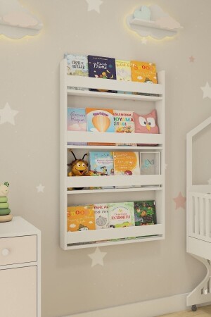 غرفة الأطفال من مونتيسوري المكتب التعليمي 4 رفات المكتب الأبيض 123152016095749 - Sanal Mobilya