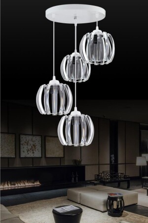 مـنـز-فينـوس 4 قطع مصباح معلق بيضاء كريستال حجر شمعة 1605040012497 - İstanbul Avize