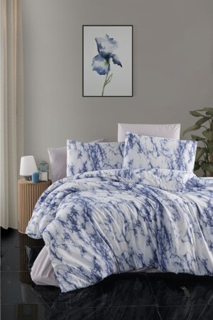 مجموعة من الغطاء المزدوج من الرخام المزدوج 4 قطع 200*220 الأزرق M000108 - Mulberry