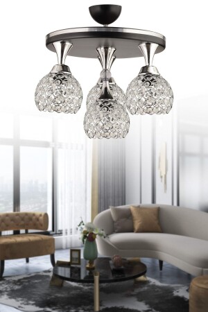 مـنـز-دفـن 4 قطع صـنـاعي محترف صـنـاعي أسود كروم صـنـاعي كريستال ذو الذهب 35 سم 400 - KUZEY AYDINLATMA