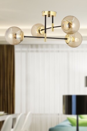 مزارة مارا 4 قطع سوداء ذهبية عسل زجاج الممر الحديث المطبخ غرفة المعيشة الراجعية الشمعة 3548-04-GD - Apliqa