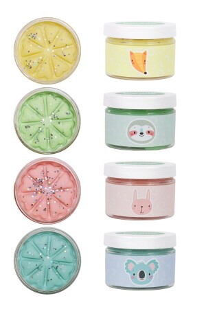 منز-طبيعي لعب الخبز 4 قطع بستيل لون البراقة مجموعة 4*150gr - Bonnie Play Dough