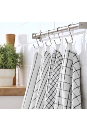 م.ن.ز-ريننيغ مطبخ جفاف الملابس 4 قطع أبيض رمادي داكن 45x60 سم 100% القطن - Ikea