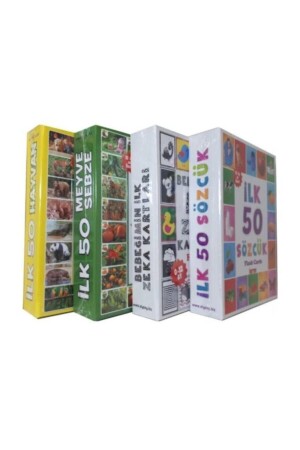 مجموعة تعليمية من 4 (أول 50 كلمة + أول 50 حيوان + أول 50 خضروة و فواكه + أول بطاقات ذكاء طفلي) SETDIY-004 - Diytoy