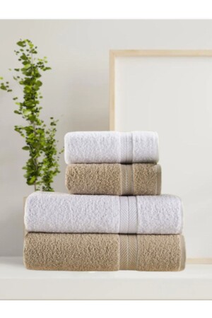 عائلة منز بامبو 4 قطع من حمالة الحمام مجموعة 50x90 90x140 100% القطن 4 قطع من زرقاء داكن زرقاء20 - Genel Markalar