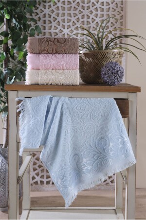 مجموعة من المواد المعدنية من 4 50x90 سم من المناشف اليدوية والوجهية مع الأوراق - القطن My-1071 - FEEL