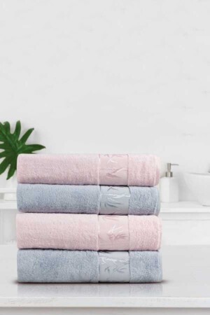 مجموعة من الحمام من الخيزران 4 قطع 50x90-90x150 رمادية - مسحوق NURPAK685 - Nurpak