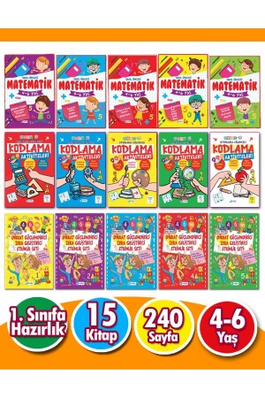 4 - 6 Yaş Matematik, Kodlama Ve Dikkat Ve Zeka Geliştirici Etkinlik Seti 15 Kitap P1110S5979 - 1