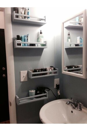 رف حمام مونتيسوري 4 قطع عرض 60 سم رف الحمام الجدار 4 قطع عكسية - MEK