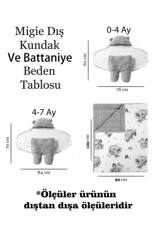 4-7 Ay Bebek Dış Kundak Uyku Tulumu Kıvırcık Wellsoft Peluş Bej - 5