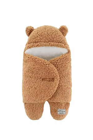 4-7 Ay Bebek Dış Kundak Uyku Tulumu Kıvırcık Wellsoft Peluş Kapuçino - Migie